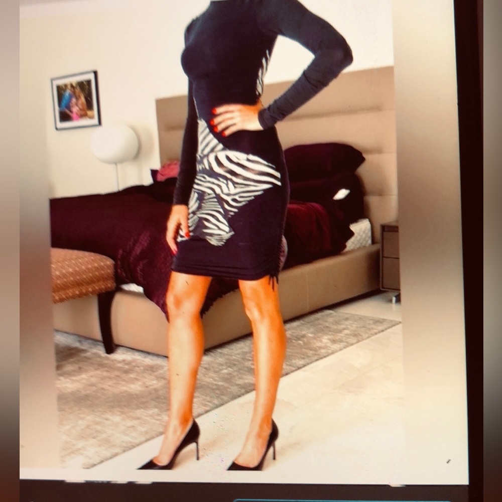 Roberto Cavalli Zebra Print Long Sleeve  Dress. Size 38. - Picture 7 of 12